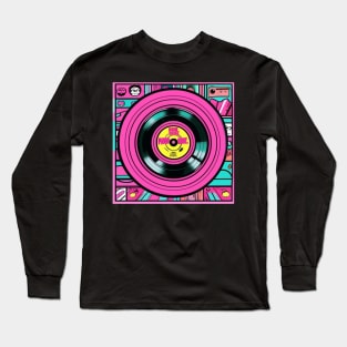 Pink Pop Art Vinyl Cover Collage Long Sleeve T-Shirt